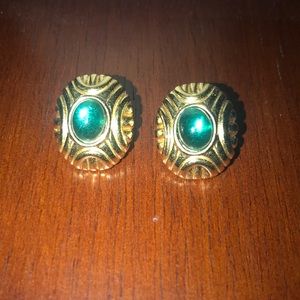 Vintage Gold and Green Earrings